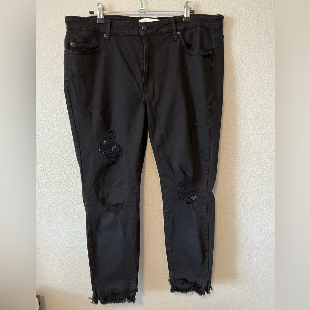 KanCan plus size 2xl Hamden Mid Rise Double Fringe Hem Skinny.